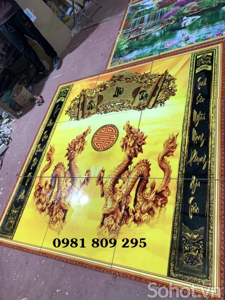 Tranh gạch ốp tường cao cấp phòng thờ