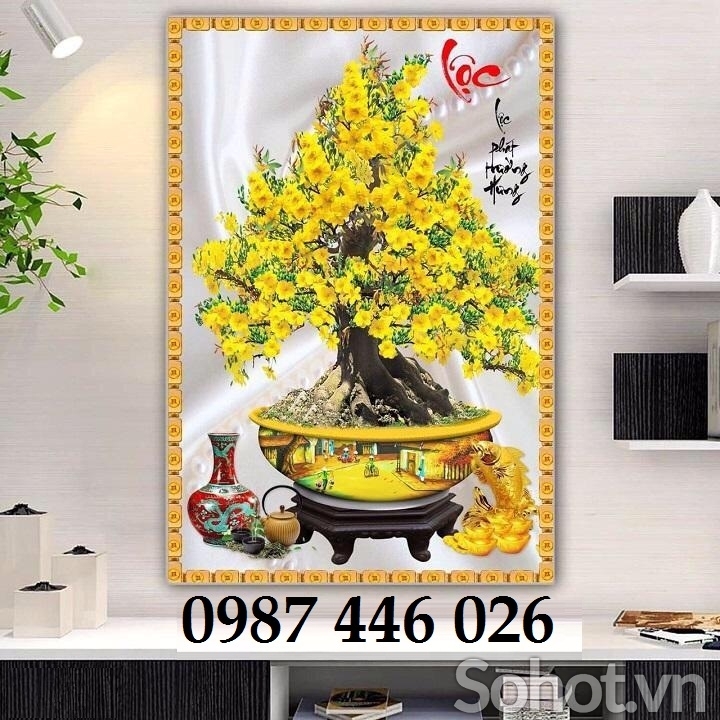 Tranh gạch men hoa mai vàng HP0762