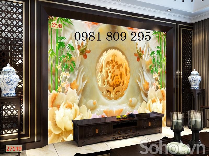Tranh 3d mẫ đơn - gạch tranh 3d sứ ngọc