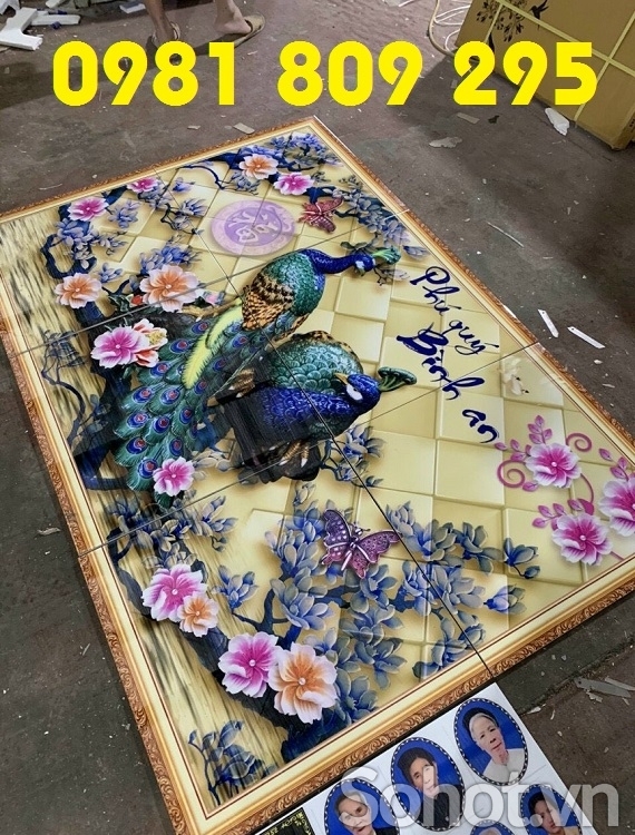Tranh 3d , gạch tranh chim công , gạch tranh 3d