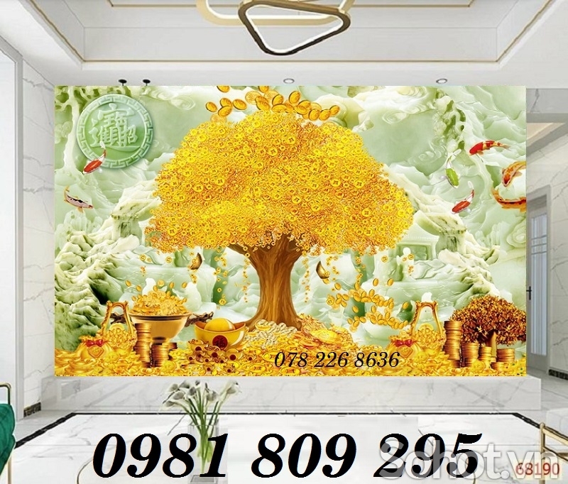 Tranh gạch 3d cây kim tiền