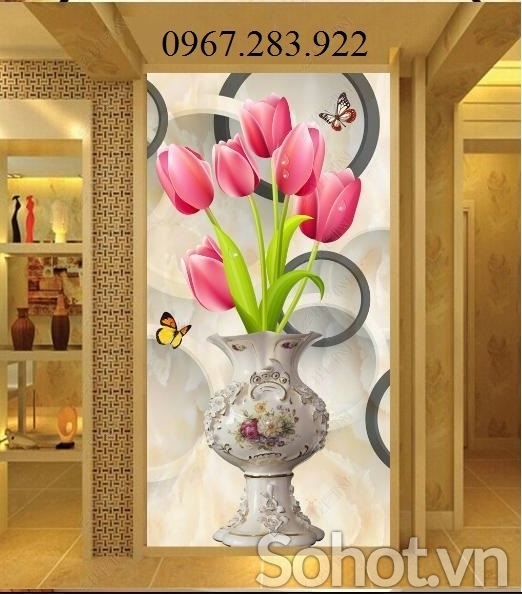 Tranh 3D- Tranh gạch hoa khổ dọc