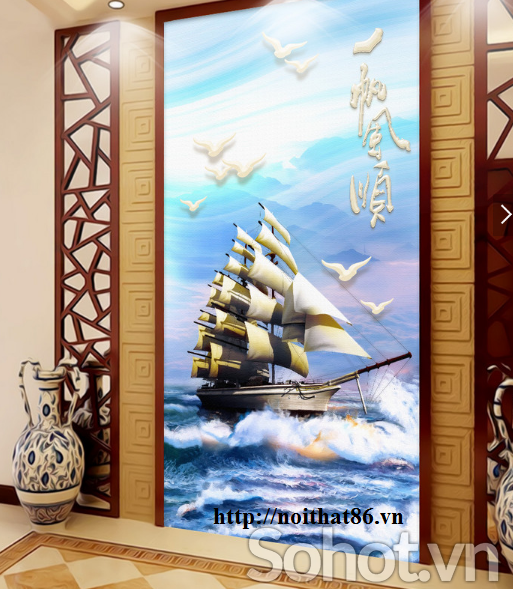 Tranh gach mẹn thuyền buồm HP2833