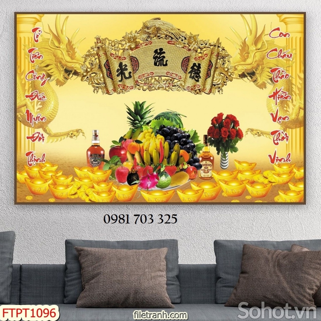 Gạch tranh dán tường ban thờ