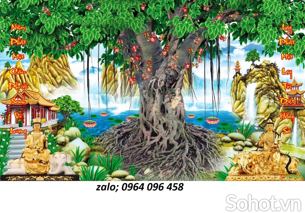 Tranh gạch 3d cây bồ đề - gạch tranh 3d cây bồ đề - MNB54