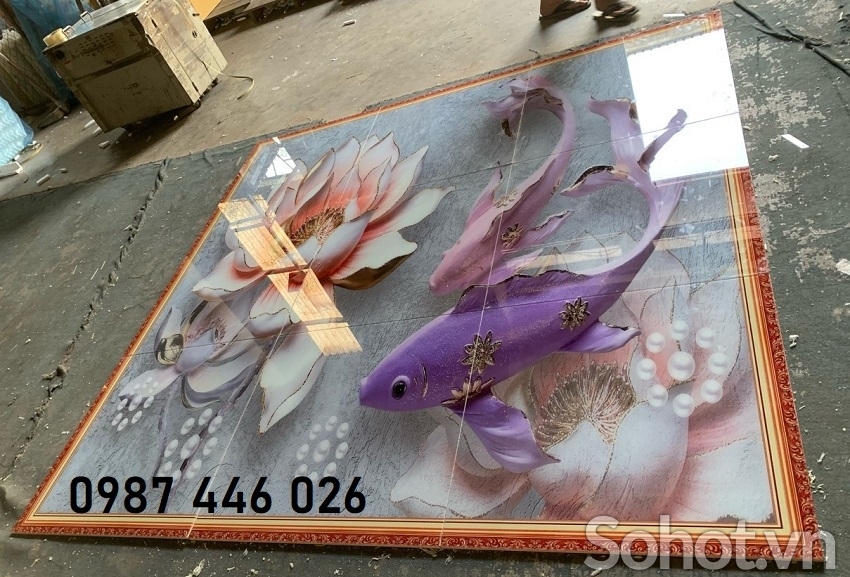 Gạch tranh cá chép 3d HP0839
