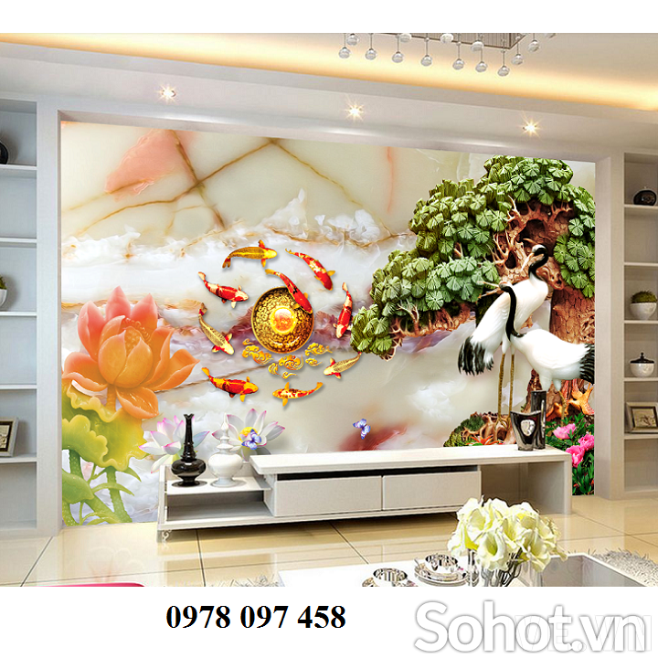 Gạch tranh 3d - tranh tùng hạc