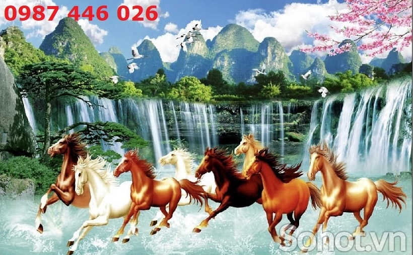 Tranh bát mã, gạch ốp tường, tranh trang trí