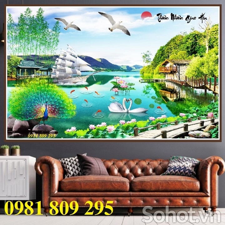 tranh gạch 3d phong thủy - sơn thủy