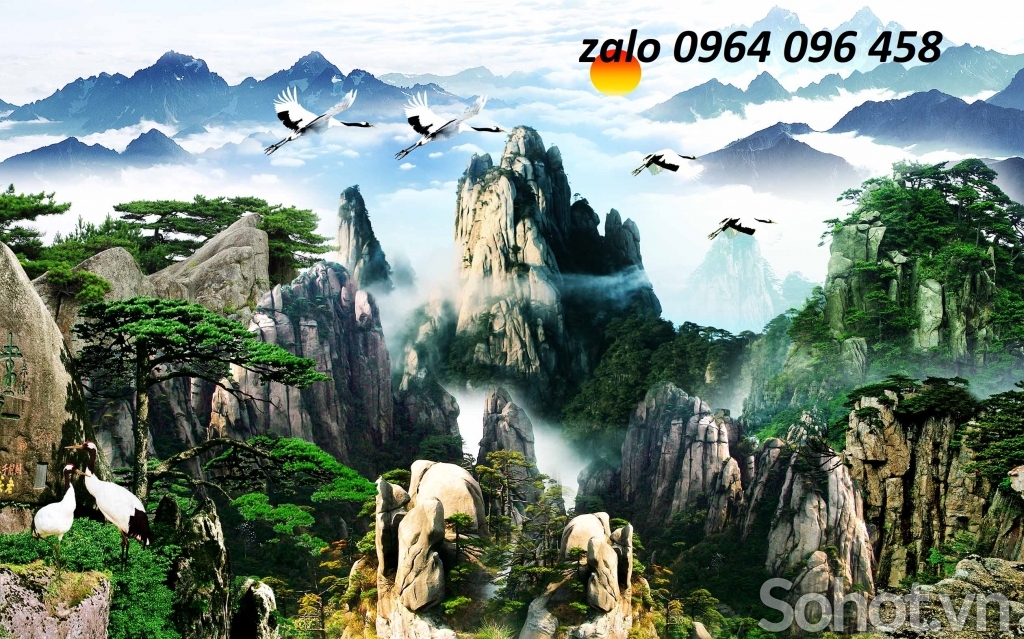Tranh gạch 3d mây núi - KF44