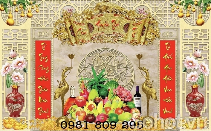 Tranh gạch men 3d bàn thờ