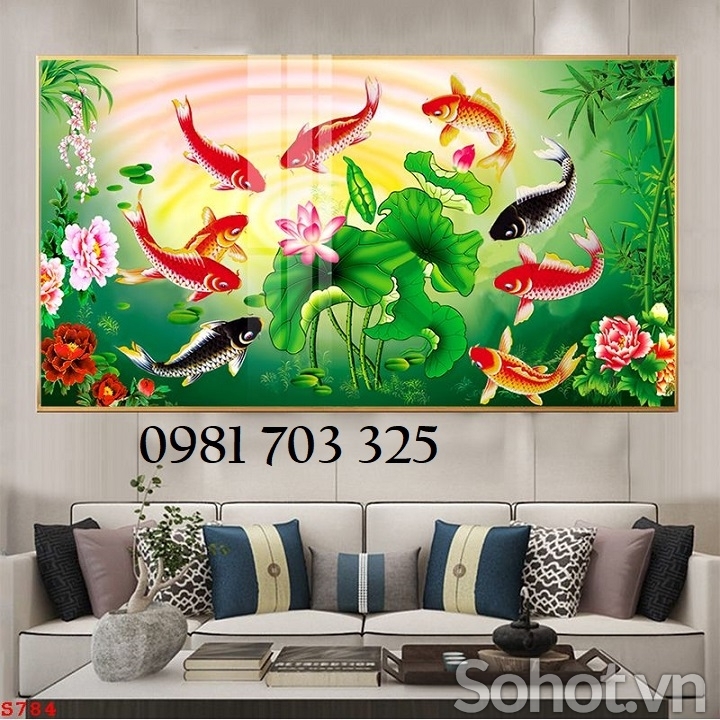 Tranh gạch cá chép 3D trang trí