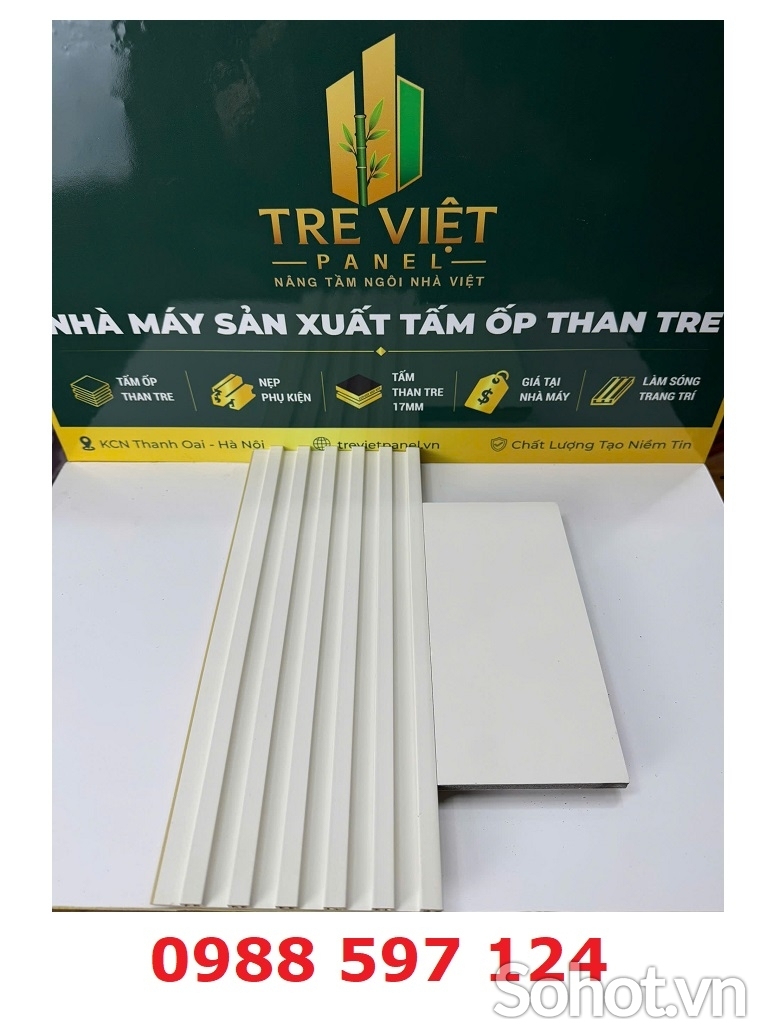Ốp tường tấm ốp than tre kèm lam sóng