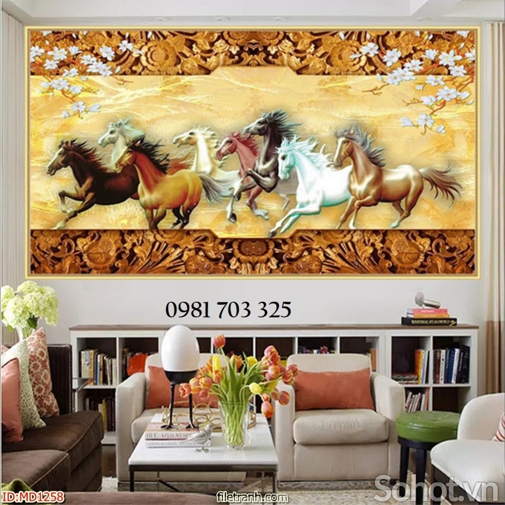 Gạch tranh phong thủy mã đáo thành công, tranh đẹp