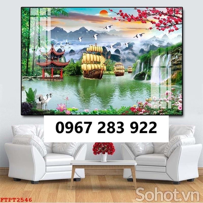 Tranh gạch thác nước 3d phong thủy