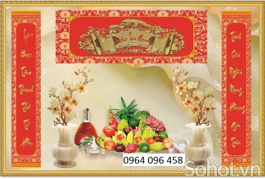 Tranh gạch 3d vinh quy bái tổ bàn thờ - XVCBB8