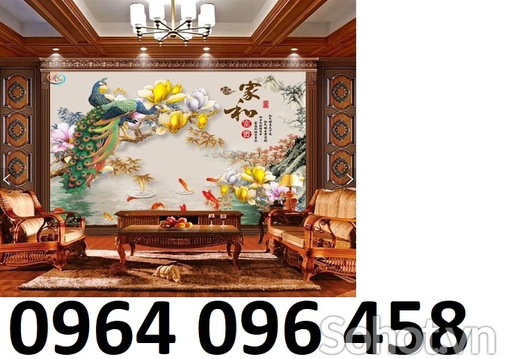Tranh gạch ốp tường chim công 3d - KCX433