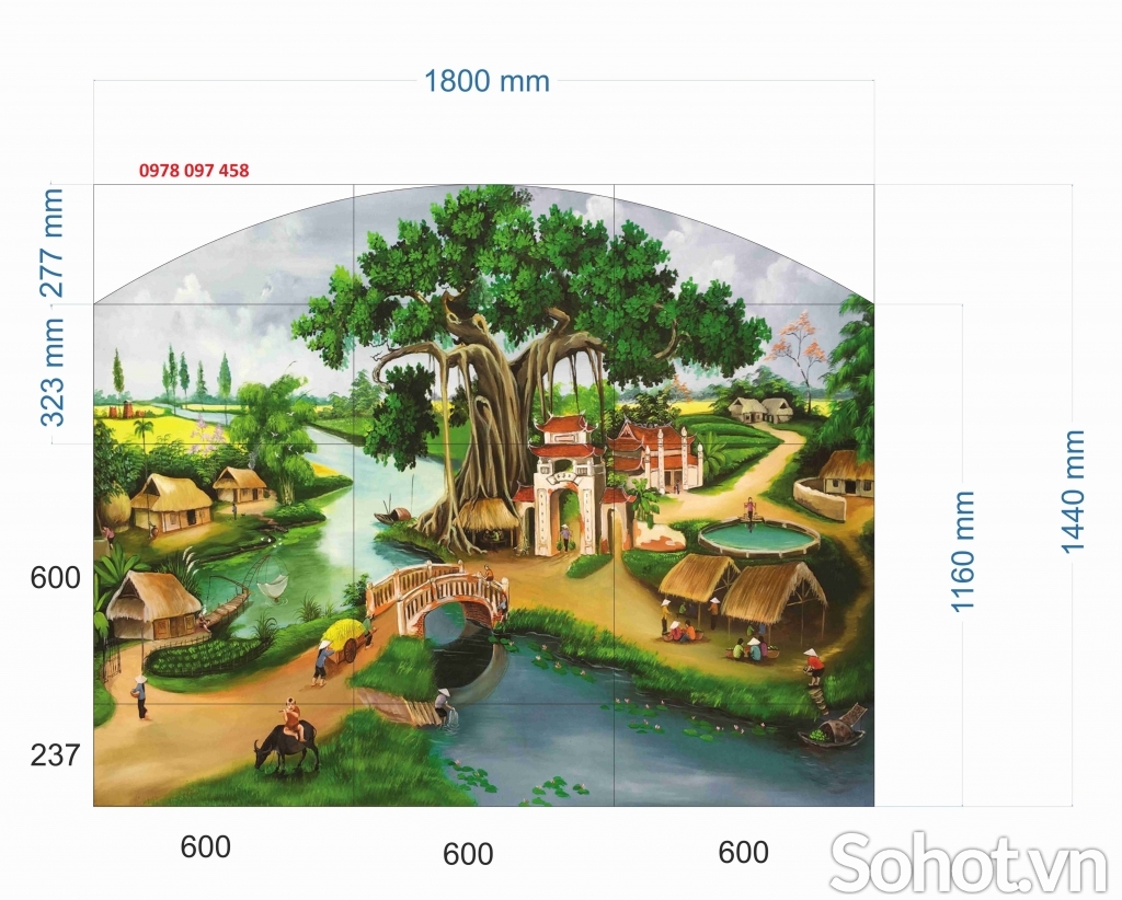 Gạch tranh dán tường phòng khách