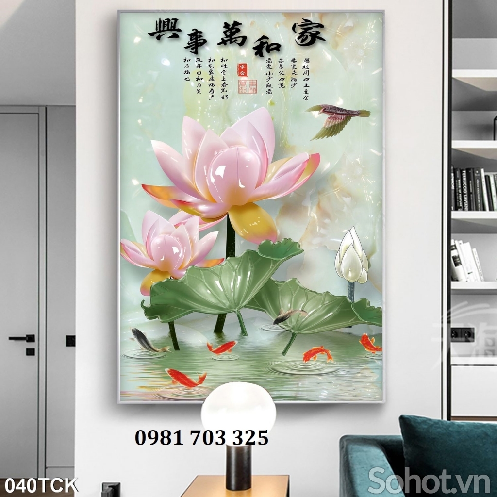 Tranh hoa sen trang trí đẹp