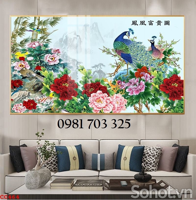 Tranh gạch 3d chim công sang trọng