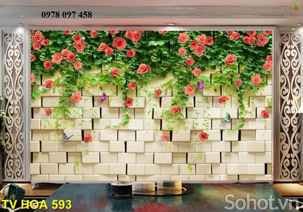 Tranh gạch 3d - tranh vườn hoa