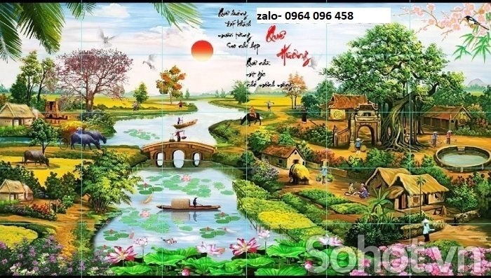 Tranh gạch 3d phong cảnh đồng quê - 644XN