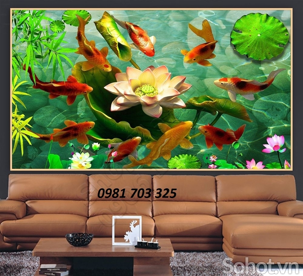 Gạch tranh cá chép- tranh 3D phong thủy