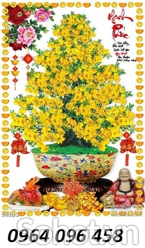 Tranh gạch 3d cây mai vàng - HJNB89