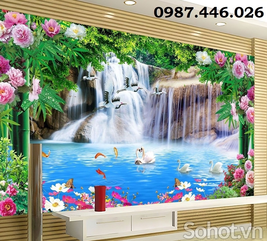 Tranh gạch men phong cảnh thác nước HP92832