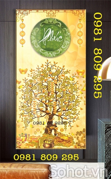Tranh cây tiền - gạch tranh 3d khổ dọc
