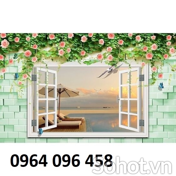 tranh 3d trang trí cửa sổ hoa hồng - tranh gạch 3d - XCB43 - Hà ...
