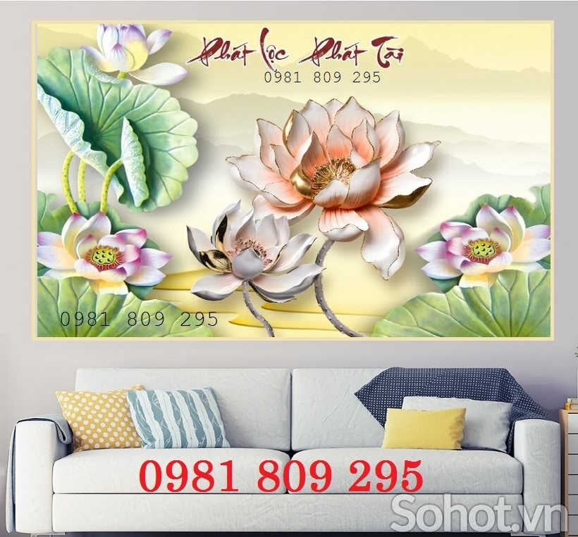 Gạch 3d hoa sen ốp tường - tranh gạch men
