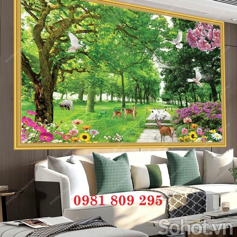 Tranh gạch ốp tường , gạch tranh hàng cây đẹp
