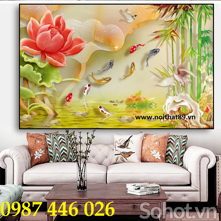 Tranh gạch hoa sen 3d HP8722