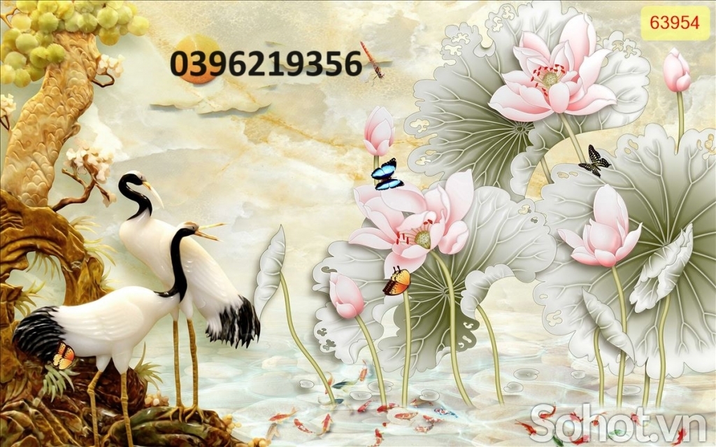 Tranh chim hạc đẹp trang trí 3D
