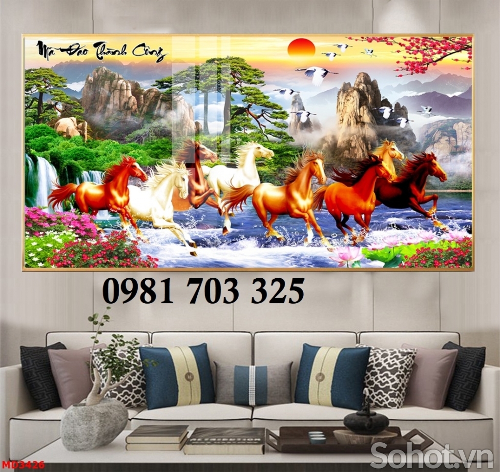 Tranh gạch mã đáo thành công đẹp