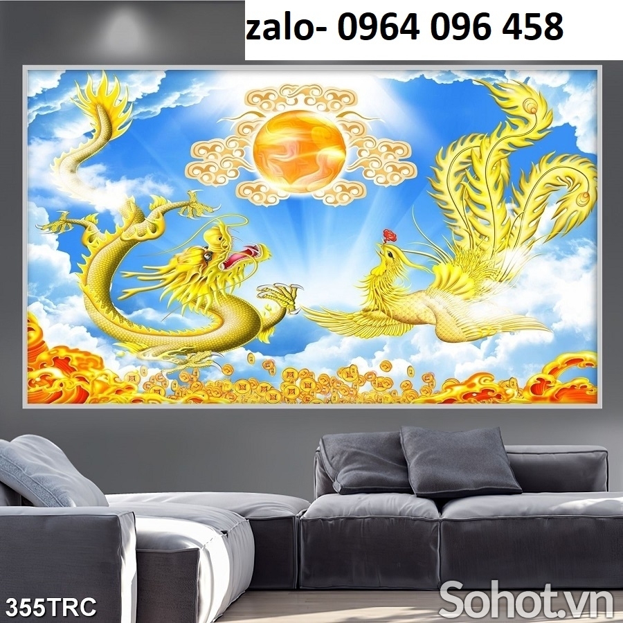 Tranh gạch 3d rồng phượng - XVC32