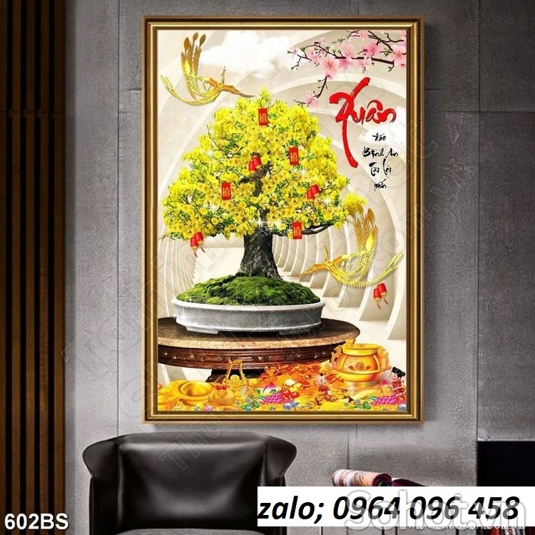 Tranh cây mai - tranh gạch 3d cây mai - 443SM