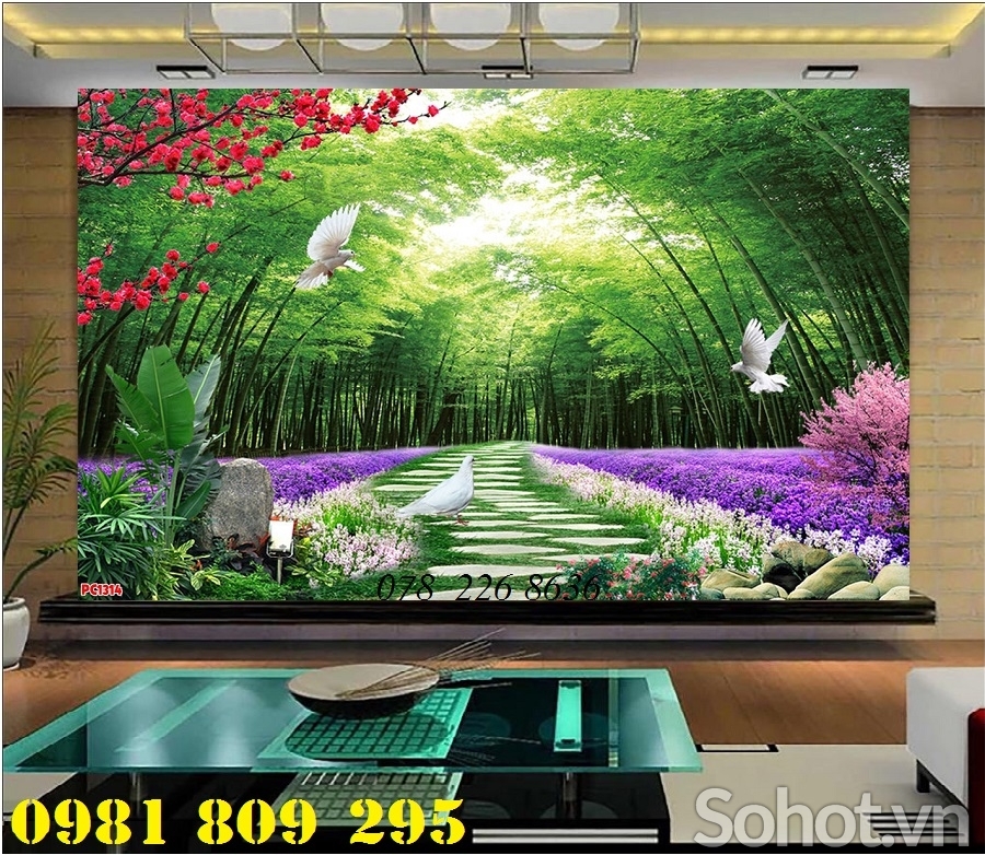 Tranh gạch rừng tre - gạch 3d