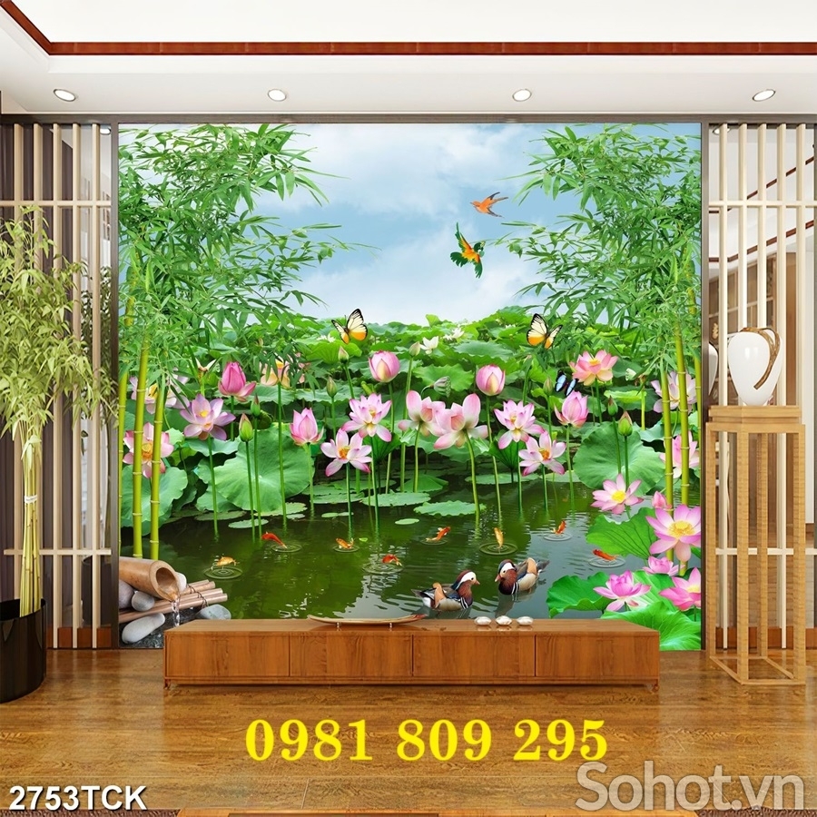 Gạch tranh 3d , gạch 3d hoa sen tuyệt đẹp HN9939