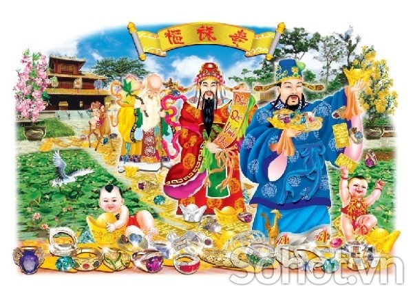 Tranh phúc lộc thọ - tranh gạch 3d - 7422SP