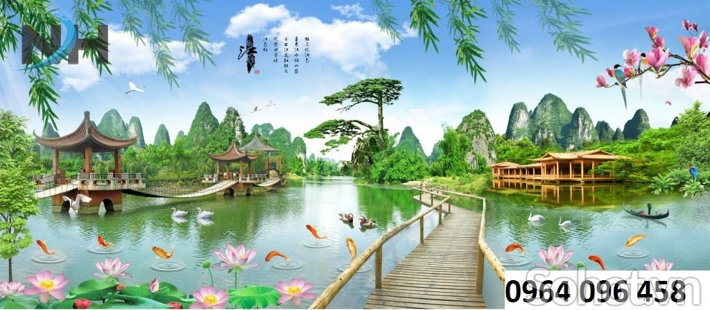 Tranh cảnh đồng quê - tranh gạch 3d cảnh đồng quê - HSS2
