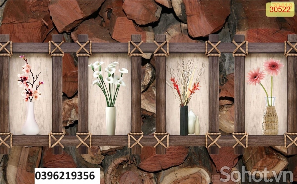 Tranh gạch 3d tứ quý trang trí