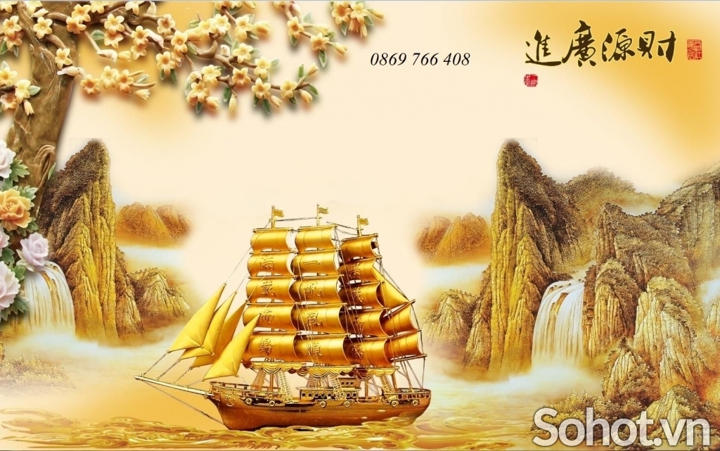 Gạch 3D - thuyền buồm