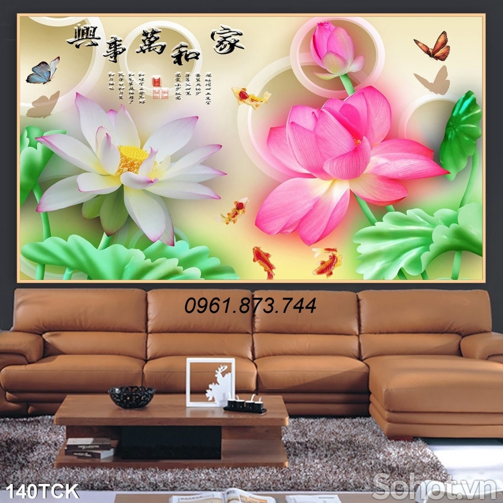 Tranh treo tường 3D hoa sen