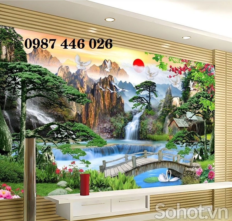 Gạch 3d tranh gạch thác nước HP283