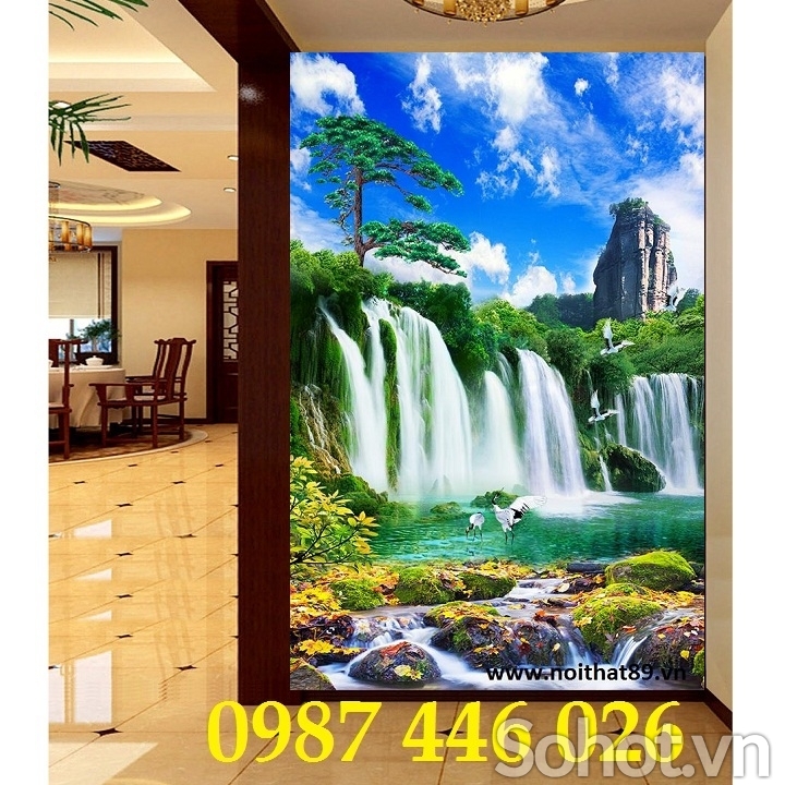 Gạch 3d tranh ốp tường phong cảnh thiên nhiên đẹp HP82