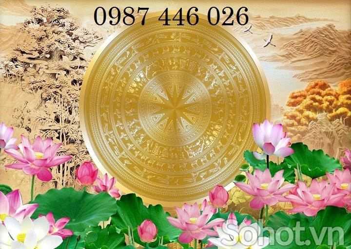 Gạch 3d tranh gạch hoa sen tường đẹp HP08833