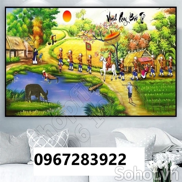Tranh gạch đẹp 3d cảnh làng quê