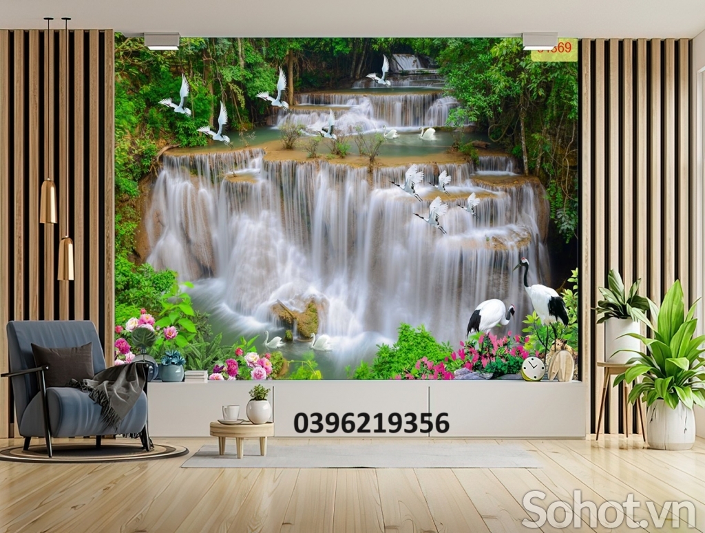 Tranh phong cảnh thác nước đẹp